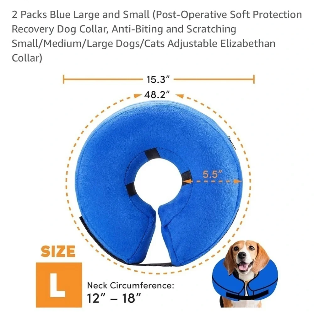 2 Packs Grey Large and Blue Small (Post-Operative Soft Protection Recovery Dog